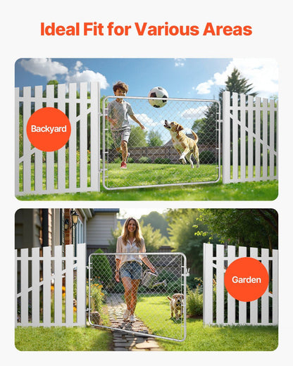Chain Link Fence Gate, 183 x 122 cm, Adjustable Chain Link Fence Panel, Fit 67-183 cm (W) x 183 cm (H) Garden V952-SWHYM7248INC0PSZBV0