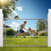 Chain Link Fence Gate, 183 x 122 cm, Adjustable Chain Link Fence Panel, Fit 67-183 cm (W) x 183 cm (H) Garden V952-SWHYM7248INC0PSZBV0