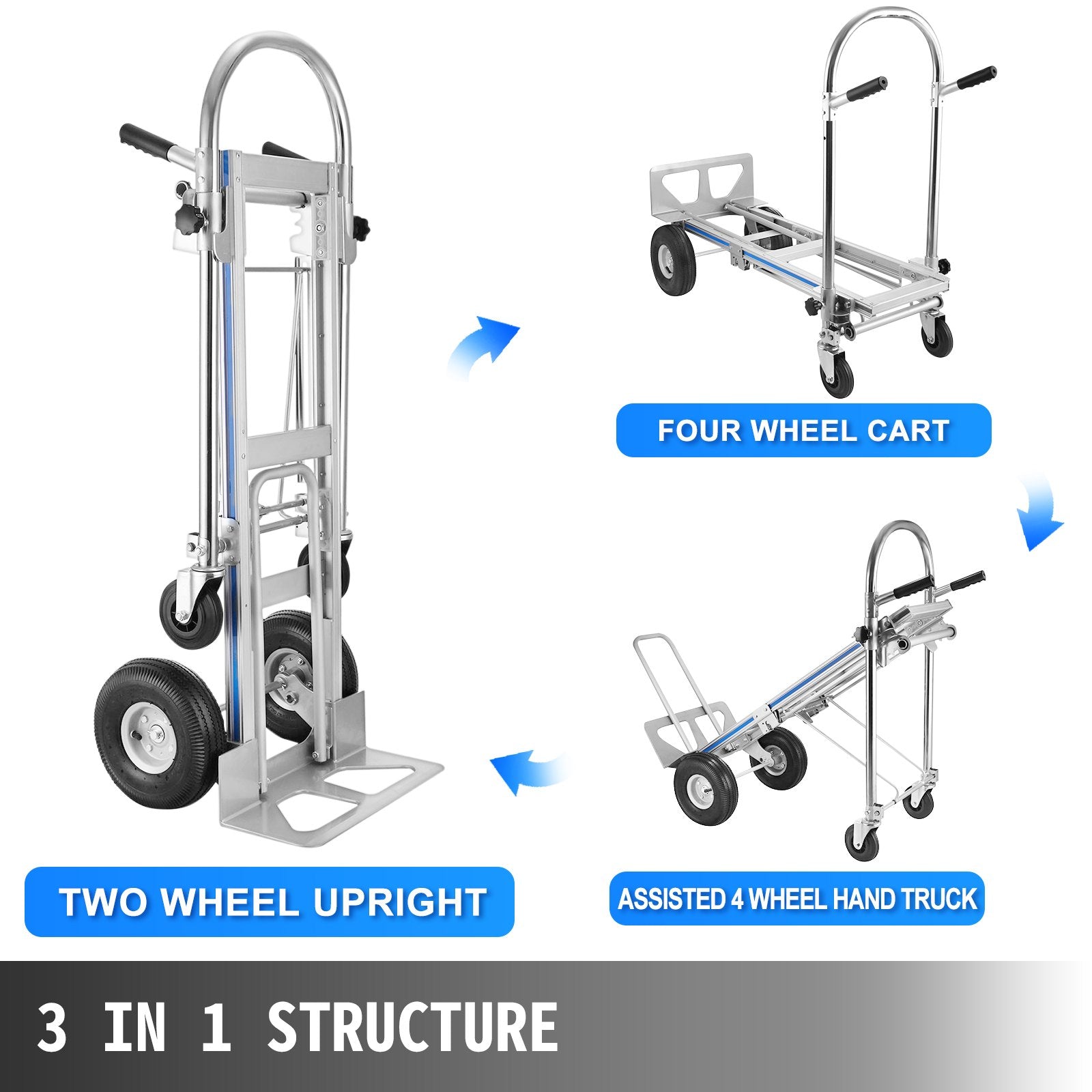 Aluminum Hand Truck 3 in 1 Folding Hand Truck Convertible Hand Truck and Dolly V952-SX-3IN1LHJZDC0001V0