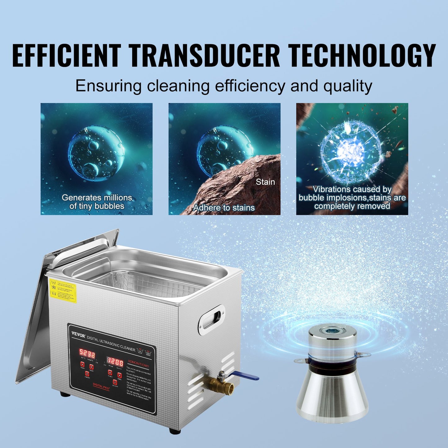Ultrasonic Cleaner with Digital Timer & Heater, Professional Ultra Sonic Jewelry Cleaner, Stainless Steel V952-SXCSBQXJ10L02FU3NV3