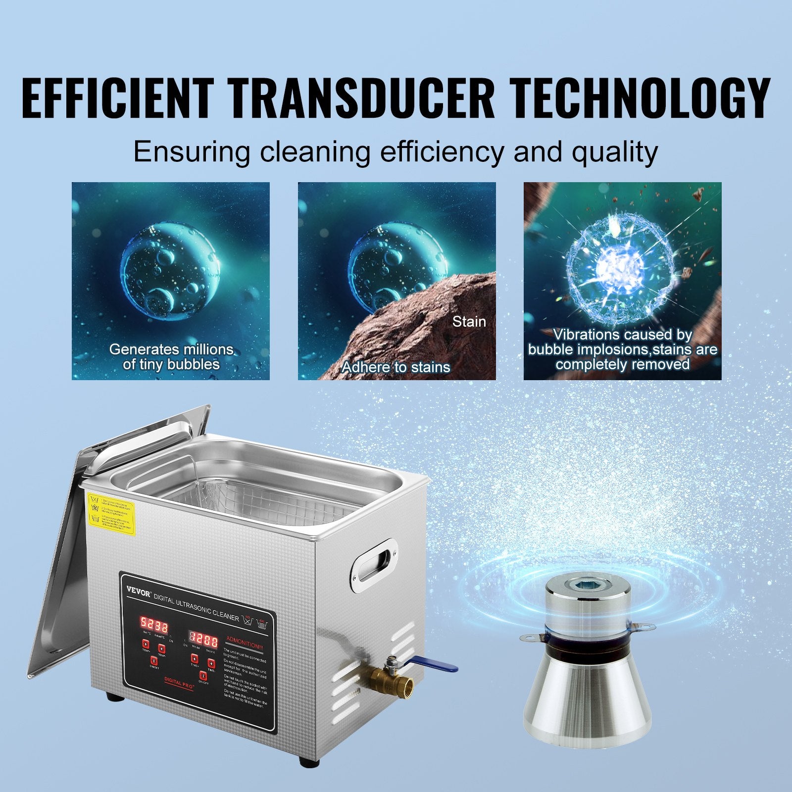 Ultrasonic Cleaner with Digital Timer & Heater, Professional Ultra Sonic Jewelry Cleaner, Stainless Steel V952-SXCSBQXJ10L02FU3NV3