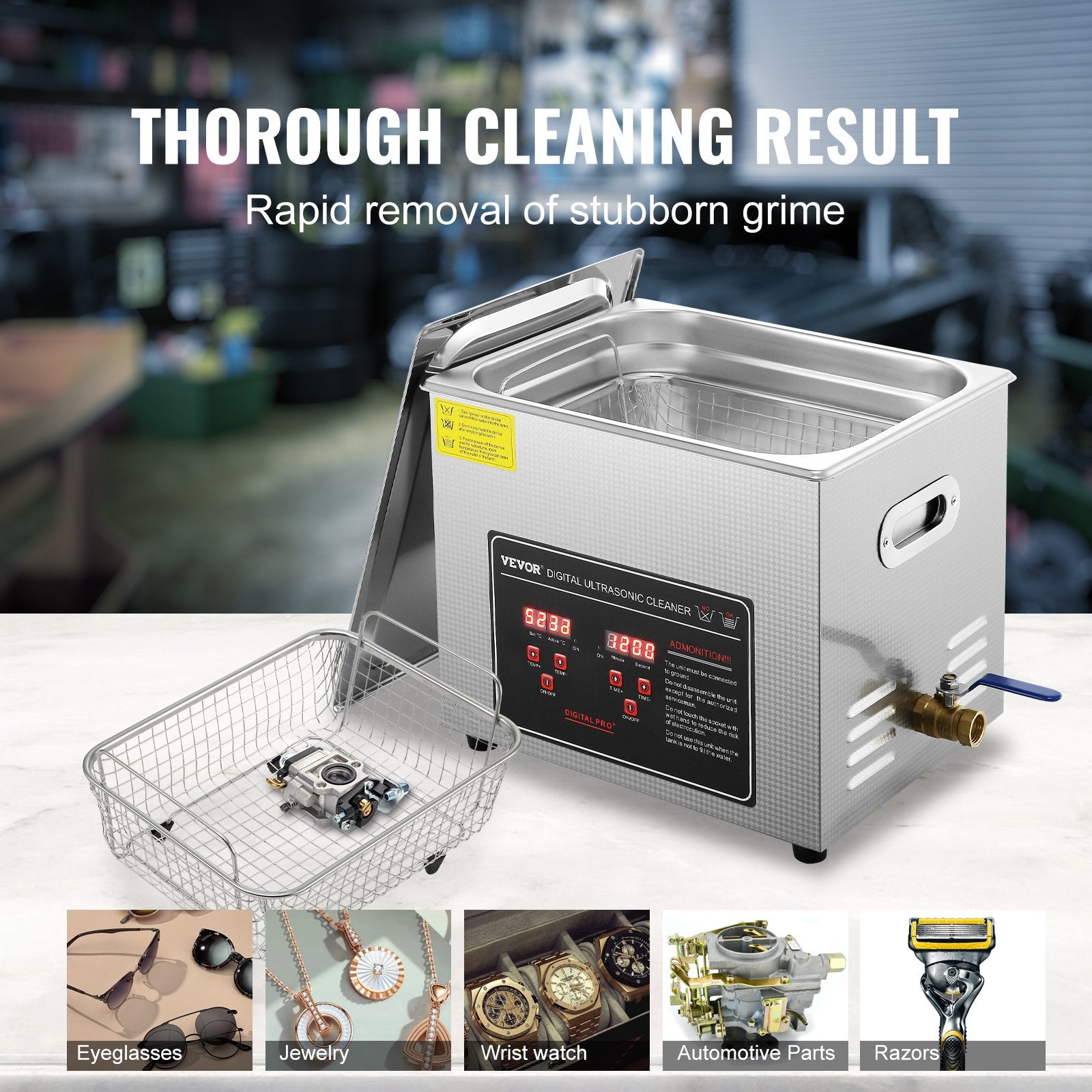 Ultrasonic Cleaner with Digital Timer & Heater, Professional Ultra Sonic Jewelry Cleaner, Stainless Steel V952-SXCSBQXJ10L02FU3NV3
