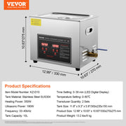 Ultrasonic Cleaner with Digital Timer & Heater, Professional Ultra Sonic Jewelry Cleaner, Stainless Steel V952-SXCSBQXJ10L02FU3NV3