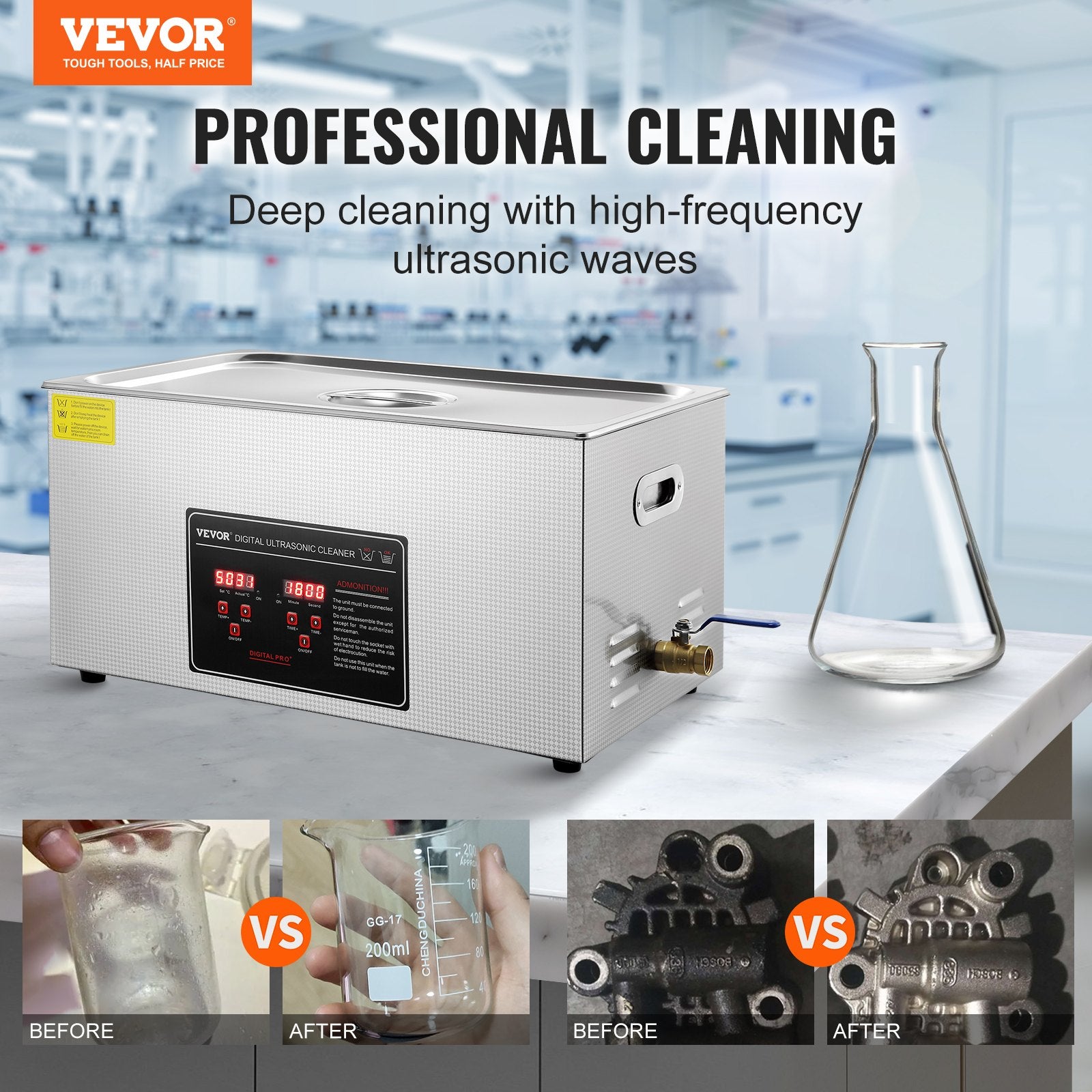 22L Ultrasonic Cleaner with Timer Heating Machine Digital Sonic Cleaner V952-SXCSBQXJ22L0V8PINV3