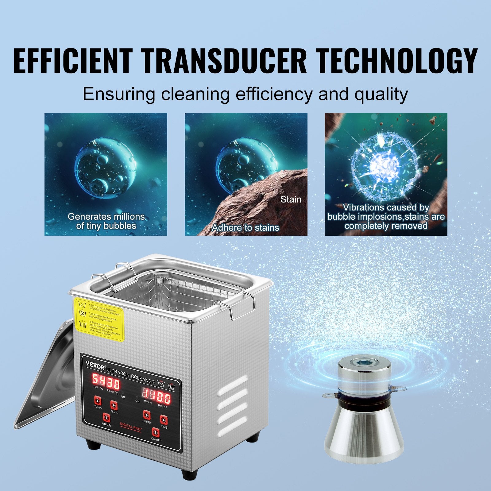 Ultrasonic Cleaner with Digital Timer & Heater, Professional Ultra Sonic Jewelry Cleaner, Stainless Steel V952-SXCSBQXJ2L00KDK76V3