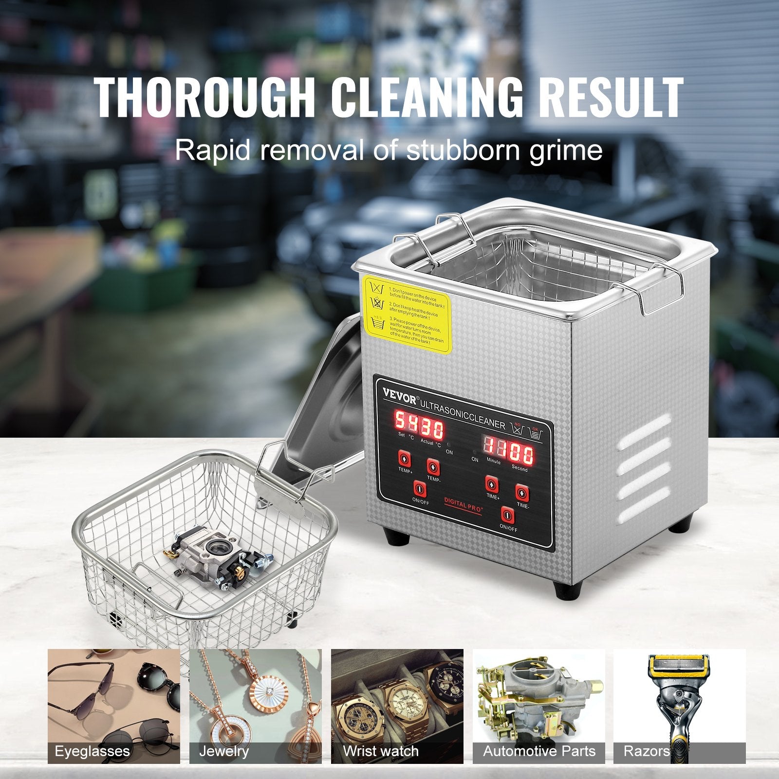 Ultrasonic Cleaner with Digital Timer & Heater, Professional Ultra Sonic Jewelry Cleaner, Stainless Steel V952-SXCSBQXJ2L00KDK76V3