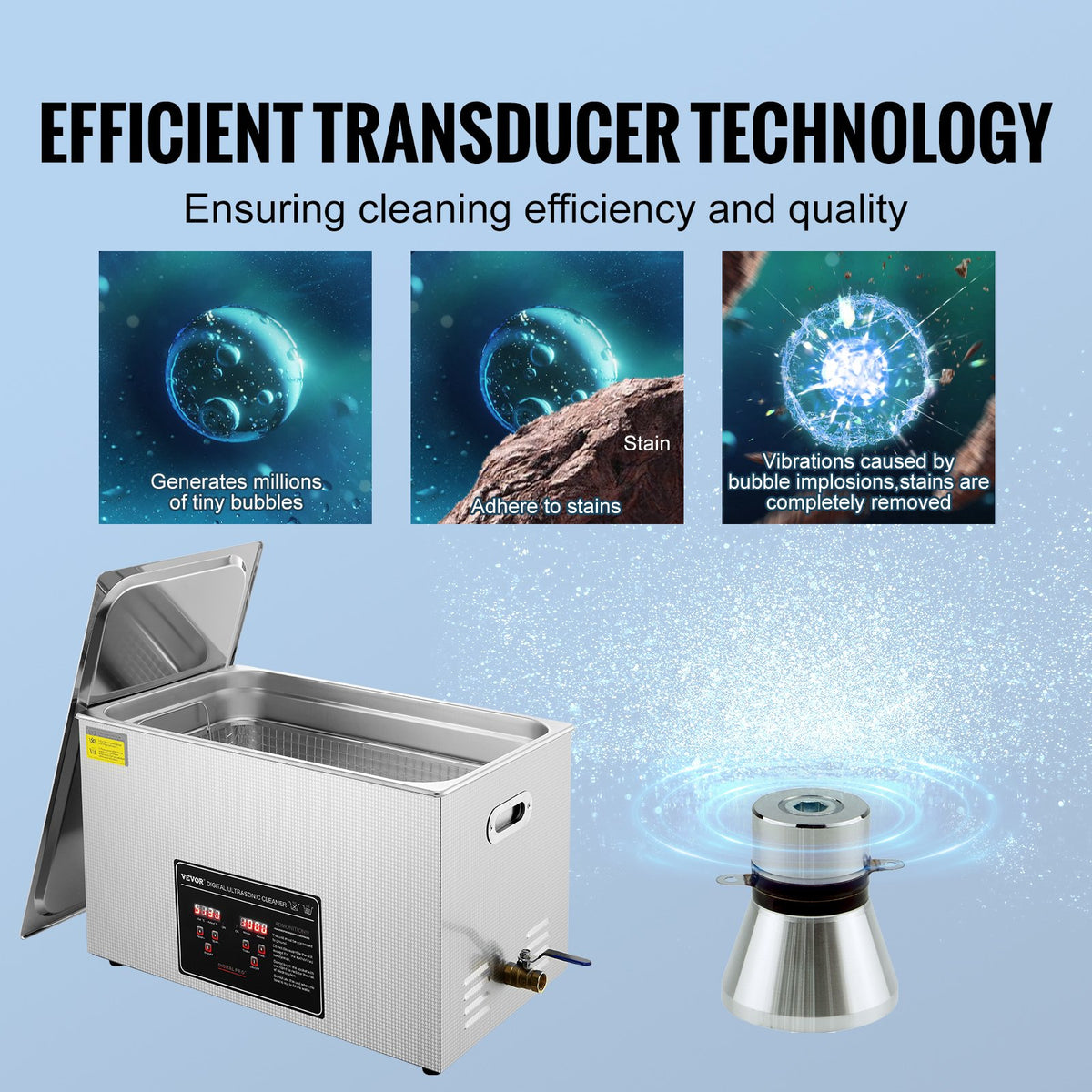 Ultrasonic Cleaner with Digital Timer & Heater, Professional Ultra Sonic Jewelry Cleaner, Stainless Steel V952-SXCSBQXJ30L004J75V3