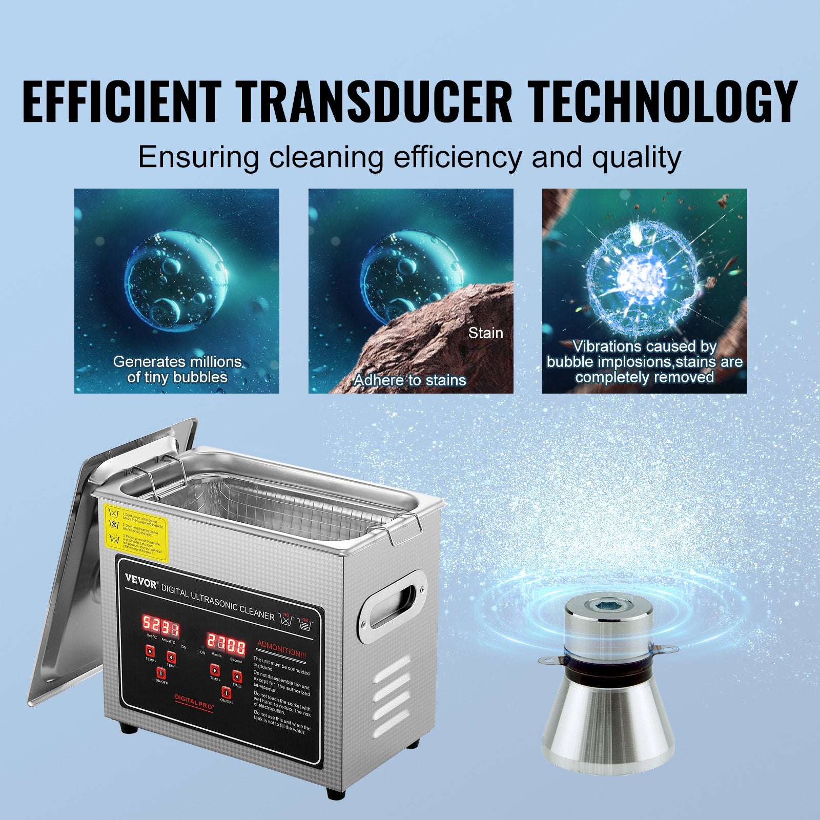 Ultrasonic Cleaner with Digital Timer & Heater, Professional Ultra Sonic Jewelry Cleaner, Stainless Steel V952-SXCSBQXJ3S00MPUCFV3