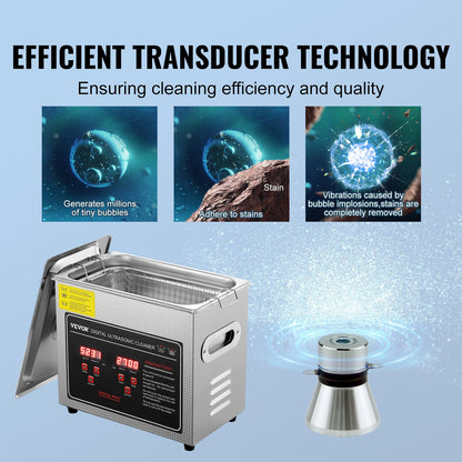 Ultrasonic Cleaner with Digital Timer & Heater, Professional Ultra Sonic Jewelry Cleaner, Stainless Steel V952-SXCSBQXJ3S00MPUCFV3