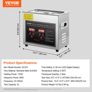 Ultrasonic Cleaner with Digital Timer & Heater, Professional Ultra Sonic Jewelry Cleaner, Stainless Steel V952-SXCSBQXJ3S00MPUCFV3