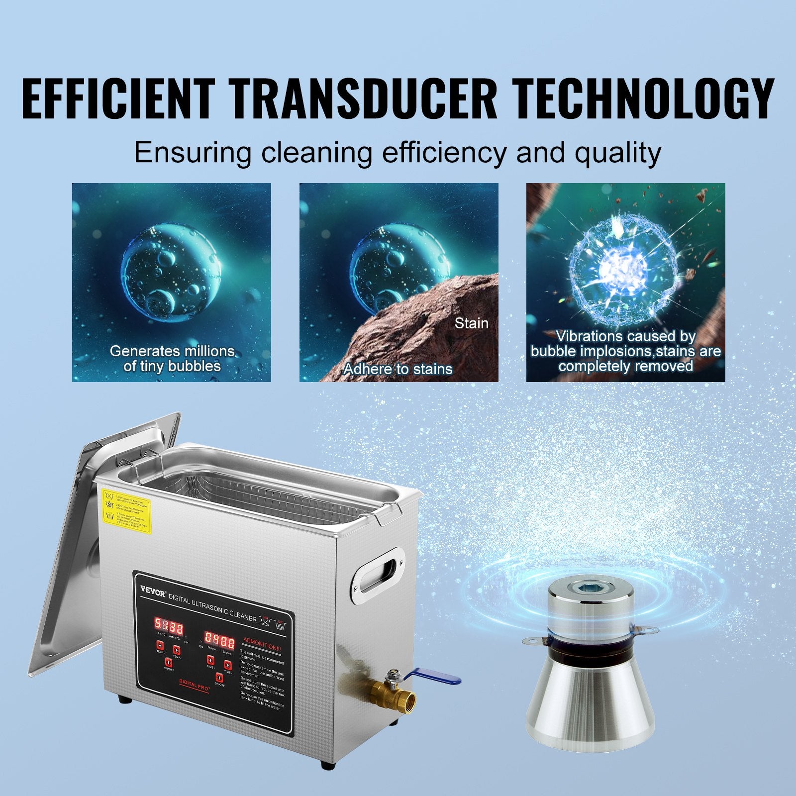 Ultrasonic Cleaner with Digital Timer & Heater, Professional Ultra Sonic Jewelry Cleaner, Stainless Steel V952-SXCSBQXJ6L00KPIORV3