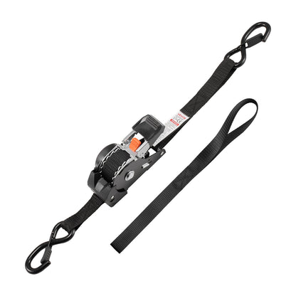 Retractable Ratchet Straps, 25.4 mm x 3 m, Tie Down Straps with S Hooks, 544 kg Break Strength, 4 Soft Loops, V952-SXGJLD1INCH1LTOCP001V0