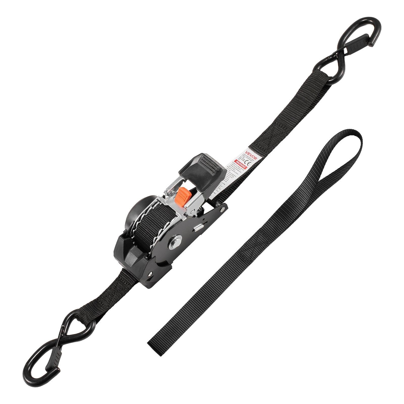 Retractable Ratchet Straps, 25.4 mm x 3 m, Tie Down Straps with S Hooks, 544 kg Break Strength, 4 Soft Loops, V952-SXGJLD1INCH1LTOCP001V0