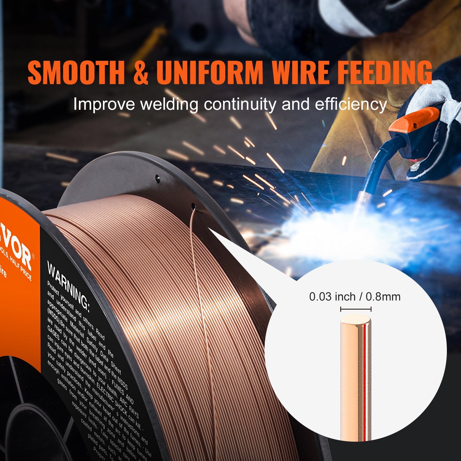 Solid MIG Welding Wire, ER70S-6 0.030-inch 11LBS with Low Splatter and High Levels of Deoxidizers for All V952-SXHSJMIGER70SL7MJV0