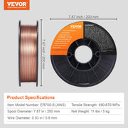 Solid MIG Welding Wire, ER70S-6 0.030-inch 11LBS with Low Splatter and High Levels of Deoxidizers for All V952-SXHSJMIGER70SL7MJV0
