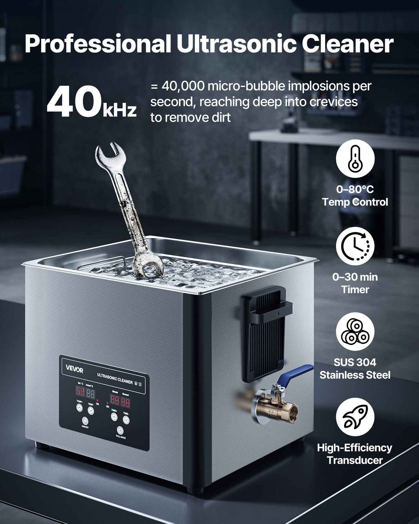 15L Ultrasonic Cleaner, Professional Ultrasonic Cleaner Machine with Cleaning Basket & Digital Display, 240W V952-SXJJKCSBQXJ1D0UAJ001V3