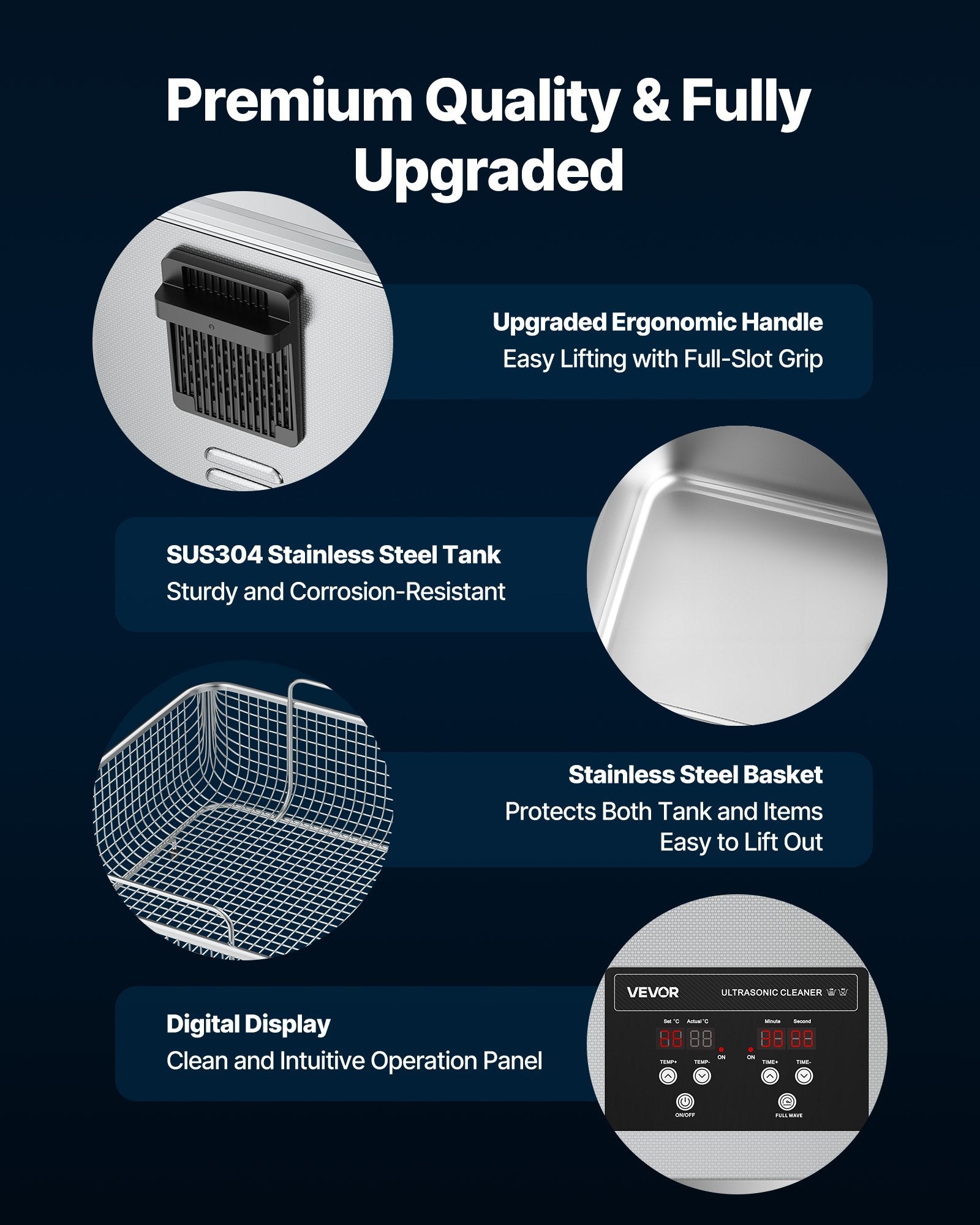 15L Ultrasonic Cleaner, Professional Ultrasonic Cleaner Machine with Cleaning Basket & Digital Display, 240W V952-SXJJKCSBQXJ1D0UAJ001V3