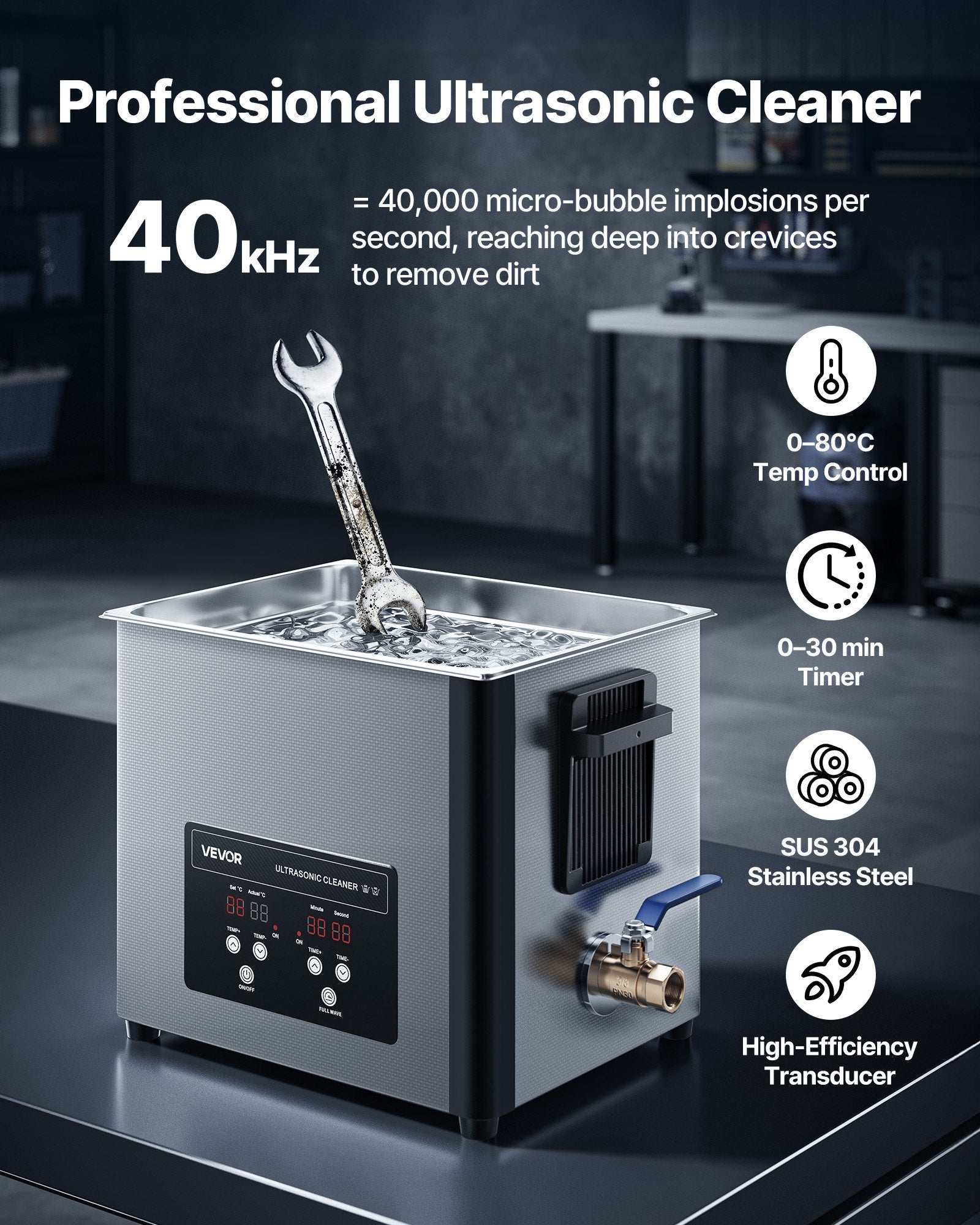 10L Ultrasonic Cleaner, Professional Ultrasonic Cleaner Machine with Cleaning Basket & Digital Display, 180W V952-SXJJKCSBQXJ1SKJLQ001V3