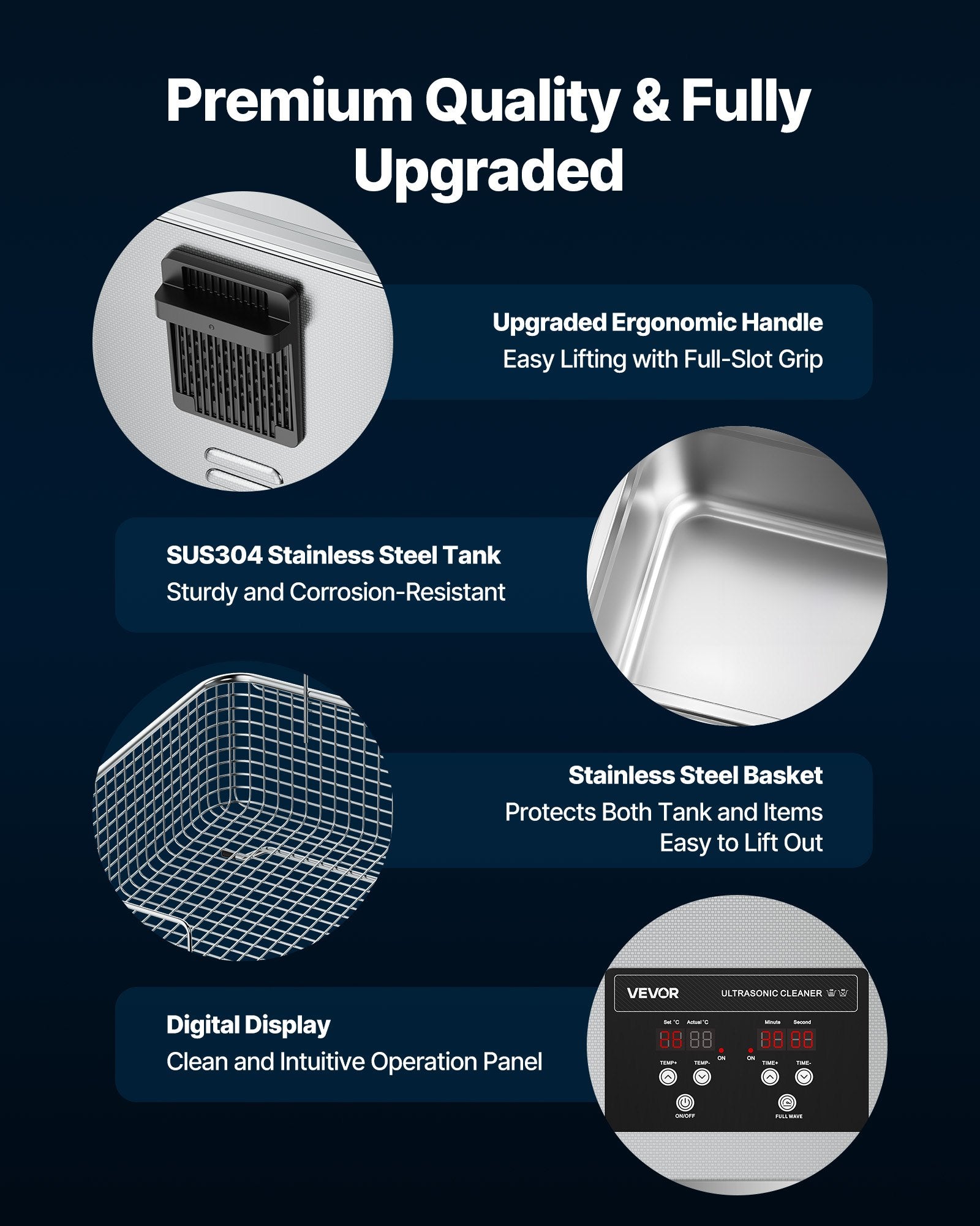 10L Ultrasonic Cleaner, Professional Ultrasonic Cleaner Machine with Cleaning Basket & Digital Display, 180W V952-SXJJKCSBQXJ1SKJLQ001V3