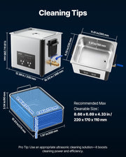 10L Ultrasonic Cleaner, Professional Ultrasonic Cleaner Machine with Cleaning Basket & Digital Display, 180W V952-SXJJKCSBQXJ1SKJLQ001V3