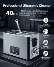 30L Ultrasonic Cleaner, Professional Ultrasonic Cleaner Machine with Cleaning Basket & Digital Display, 480W V952-SXJJKCSBQXJ38E4T5001V3
