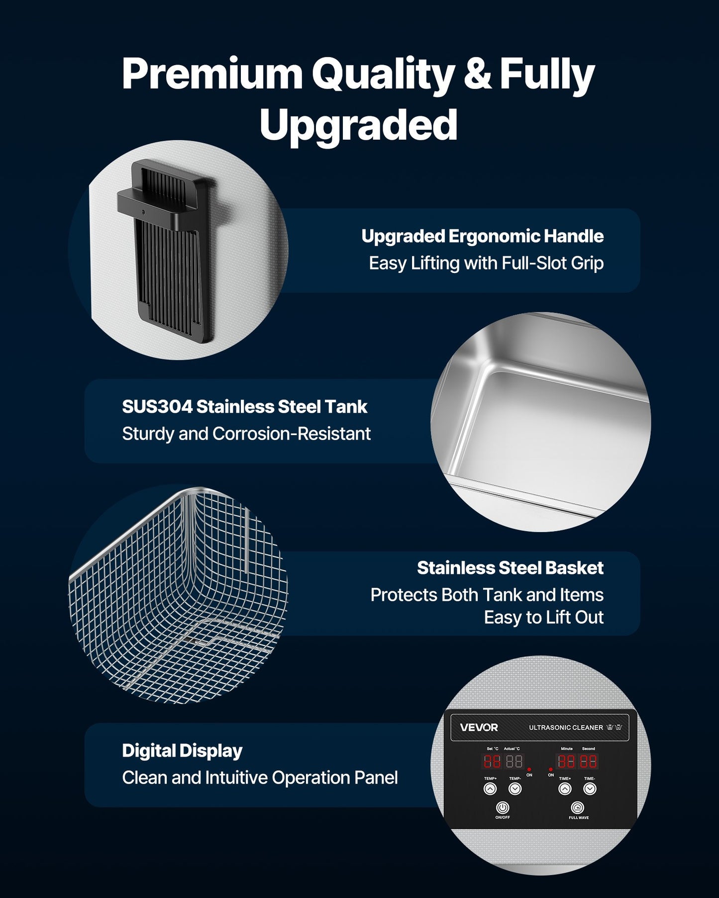 30L Ultrasonic Cleaner, Professional Ultrasonic Cleaner Machine with Cleaning Basket & Digital Display, 480W V952-SXJJKCSBQXJ38E4T5001V3