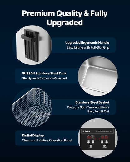 30L Ultrasonic Cleaner, Professional Ultrasonic Cleaner Machine with Cleaning Basket & Digital Display, 480W V952-SXJJKCSBQXJ38E4T5001V3