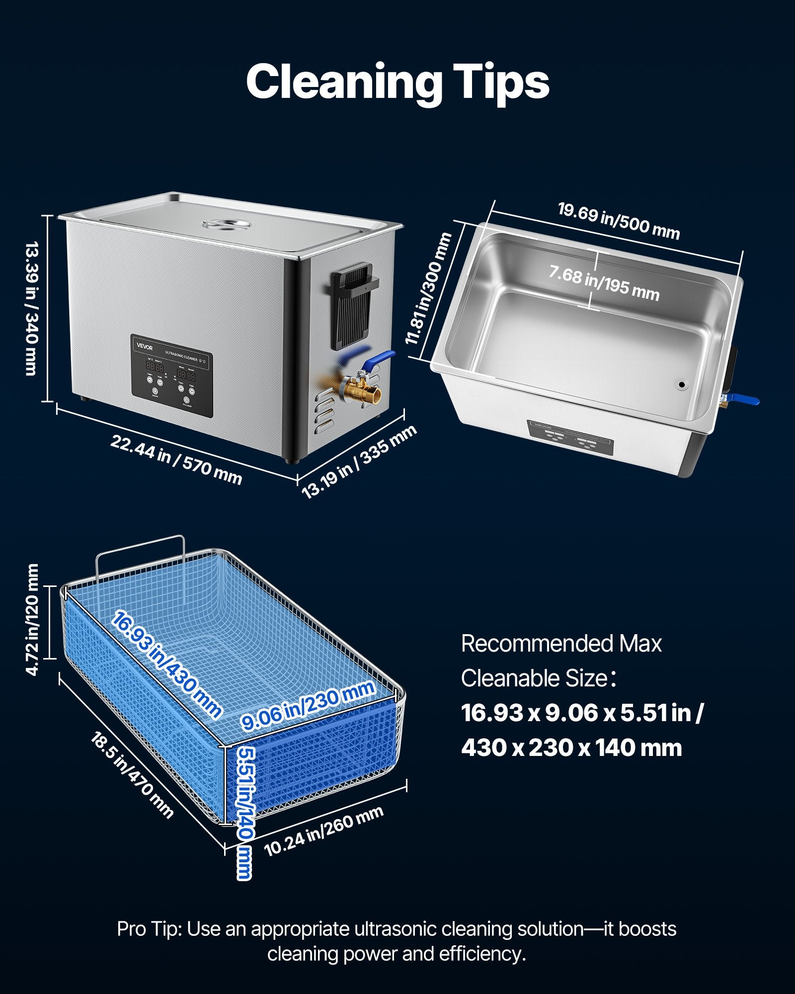 30L Ultrasonic Cleaner, Professional Ultrasonic Cleaner Machine with Cleaning Basket & Digital Display, 480W V952-SXJJKCSBQXJ38E4T5001V3