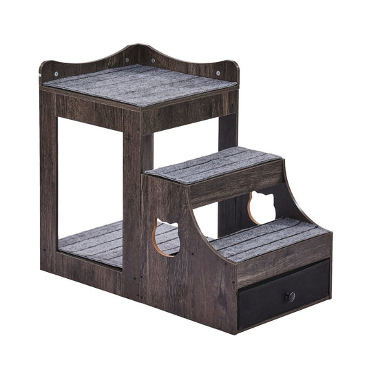 Pet Bunk Bed with Stairs Dog/Cat Window Perch with Storage Indoor Gray V952-SXPSCWSCCHSX8A3BCV0