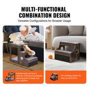 Pet Bunk Bed with Stairs Dog/Cat Window Perch with Storage Indoor Gray V952-SXPSCWSCCHSX8A3BCV0