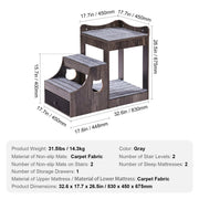 Pet Bunk Bed with Stairs Dog/Cat Window Perch with Storage Indoor Gray V952-SXPSCWSCCHSX8A3BCV0