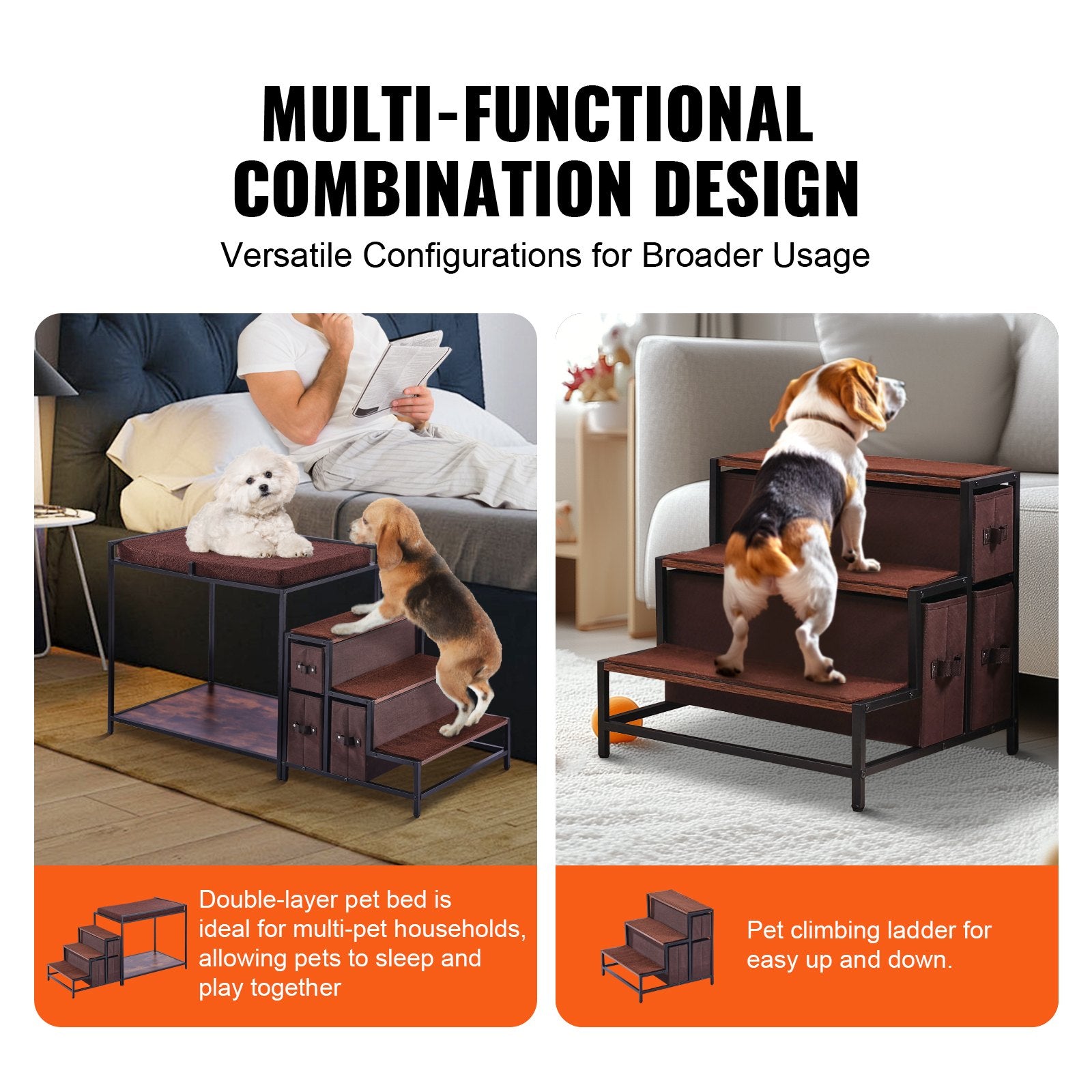 Pet Bunk Bed Dog/Cat Window Perch with Stairs Storage Medium Size V952-SXPSCWSCCJSHNVDLLV0