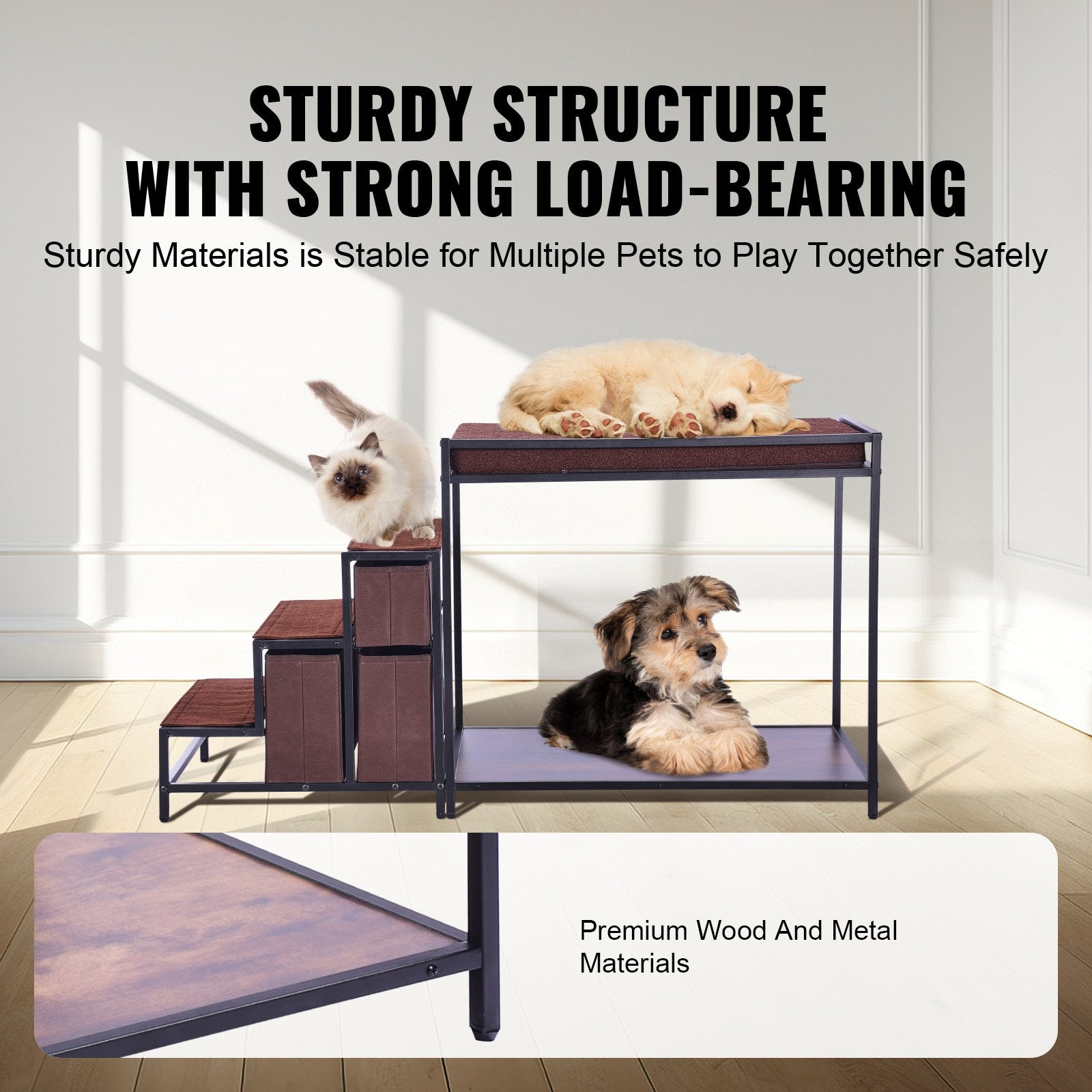 Pet Bunk Bed Dog/Cat Window Perch with Stairs Storage Medium Size V952-SXPSCWSCCJSHNVDLLV0