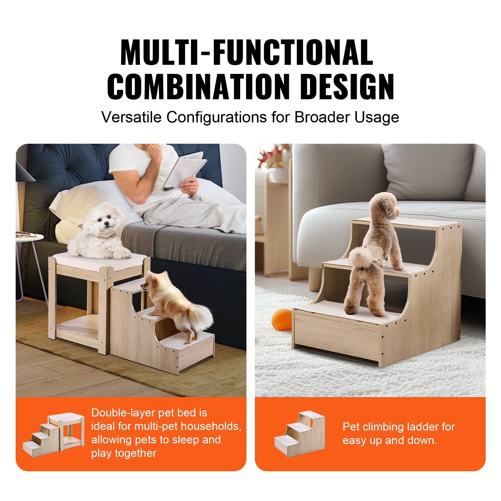 Pet Bunk Bed with Stairs Dog/Cat Window Perch for Bedside Indoor Use V952-SXPSCWSCCMSXZWKQXV0