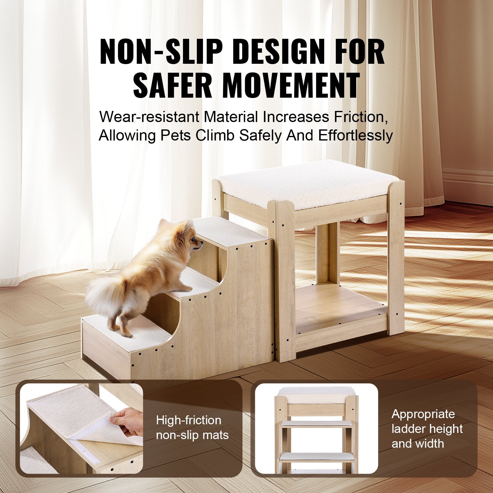 Pet Bunk Bed with Stairs Dog/Cat Window Perch for Bedside Indoor Use V952-SXPSCWSCCMSXZWKQXV0