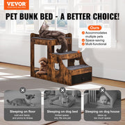Pet Bunk Bed with Stairs Dog/Cat Window Perch with Storage Indoor Brown V952-SXPSCWSCCZSXMPZCPV0