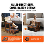 Pet Bunk Bed with Stairs Dog/Cat Window Perch with Storage Indoor Brown V952-SXPSCWSCCZSXMPZCPV0