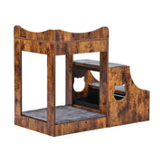 Pet Bunk Bed with Stairs Dog/Cat Window Perch with Storage Indoor Brown V952-SXPSCWSCCZSXMPZCPV0