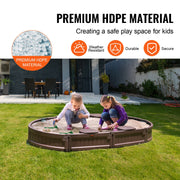 Sandbox with Cover, 72 x 41.5 x 9.1 in Oval Sand Box, HDPE Sand Pit with 4 Corner Seating and Bottom Liner, V952-SXSLTYXJCK00EEGPJV0