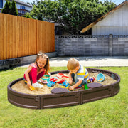 Sandbox with Cover, 72 x 41.5 x 9.1 in Oval Sand Box, HDPE Sand Pit with 4 Corner Seating and Bottom Liner, V952-SXSLTYXJCK00EEGPJV0