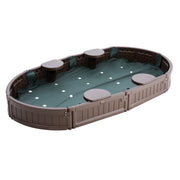 Sandbox with Cover, 72 x 41.5 x 9.1 in Oval Sand Box, HDPE Sand Pit with 4 Corner Seating and Bottom Liner, V952-SXSLTYXJCK00EEGPJV0