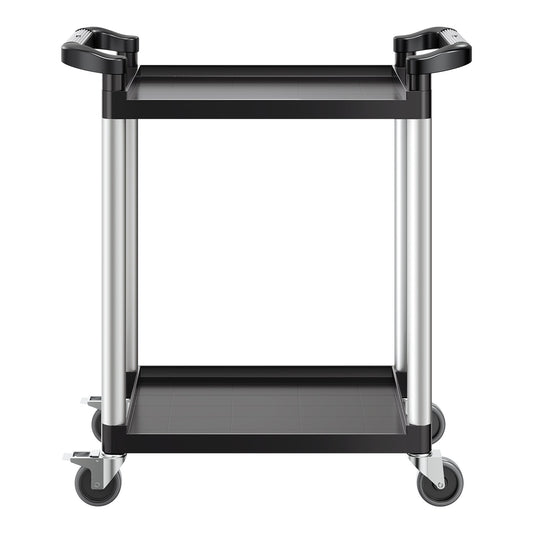 Utility Cart, 300 lbs Load Capacity, 2-tier Utility Plastic Cart with 360 degrees Swivel Wheels (2 with V952-SXSYTCZHHS2CIXC11V0