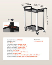 Utility Cart, 300 lbs Load Capacity, 2-tier Utility Plastic Cart with 360 degrees Swivel Wheels (2 with V952-SXSYTCZHHS2CIXC11V0
