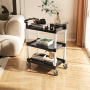 Utility Cart, 300 lbs Load Capacity, 2-tier Utility Plastic Cart with 360 degrees Swivel Wheels (2 with V952-SXSYTCZHHS2CIXC11V0