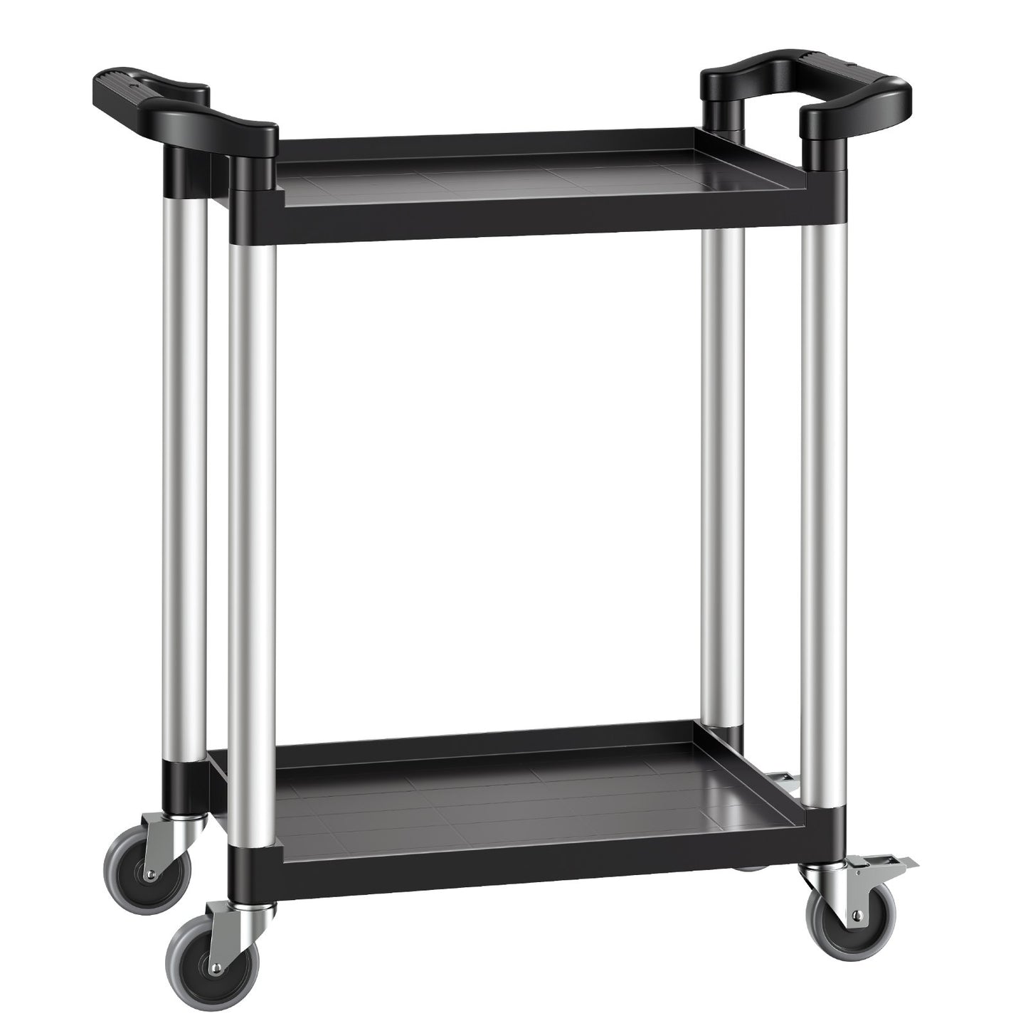 Utility Cart, 300 lbs Load Capacity, 2-tier Utility Plastic Cart with 360 degrees Swivel Wheels (2 with V952-SXSYTCZHHS2CIXC11V0