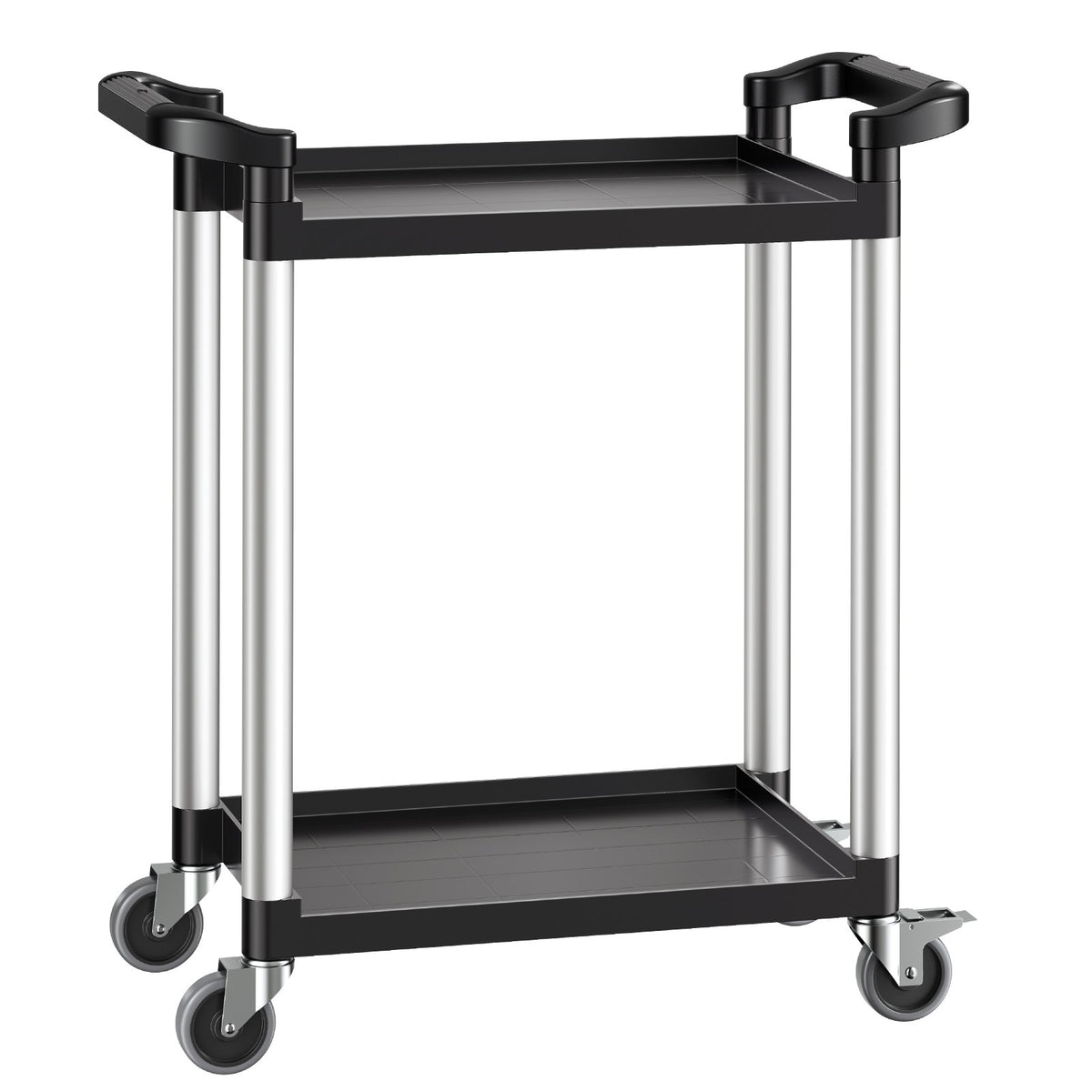 Utility Cart, 300 lbs Load Capacity, 2-tier Utility Plastic Cart with 360 degrees Swivel Wheels (2 with V952-SXSYTCZHHS2CIXC11V0