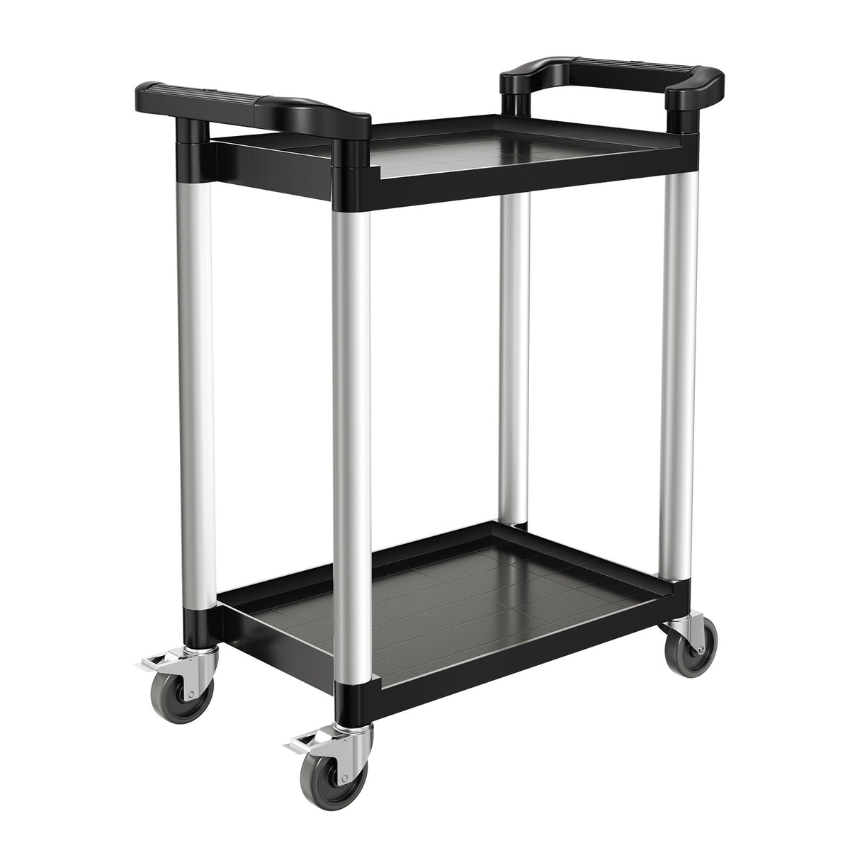Utility Cart, 300 lbs Load Capacity, 2-tier Utility Plastic Cart with 360 degrees Swivel Wheels (2 with V952-SXSYTCZHHS2CIXC11V0