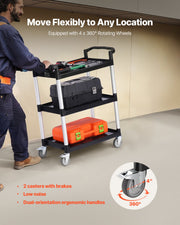 Utility Cart, 300 lbs Load Capacity, 3-tier Utility Plastic Cart with 360 degrees Swivel Wheels (2 with V952-SXSYTCZHHS3C7ALPWV0