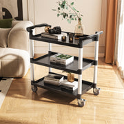 Utility Cart, 300 lbs Load Capacity, 3-tier Utility Plastic Cart with 360 degrees Swivel Wheels (2 with V952-SXSYTCZHHS3C7ALPWV0
