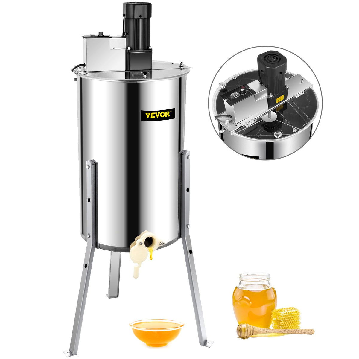 3/6 Frame Electric Honey Extractor Beekeeping Stainless Steel W/ 3 Legs V952-SXXDDYMJ000000001V3